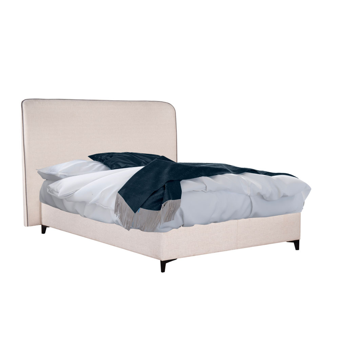 COLOMBO BED WITH STORAGE (FOR MATTRESS 160x200cm) FABRIC OFF WHITE 06-900 FABRIC BLACK E1