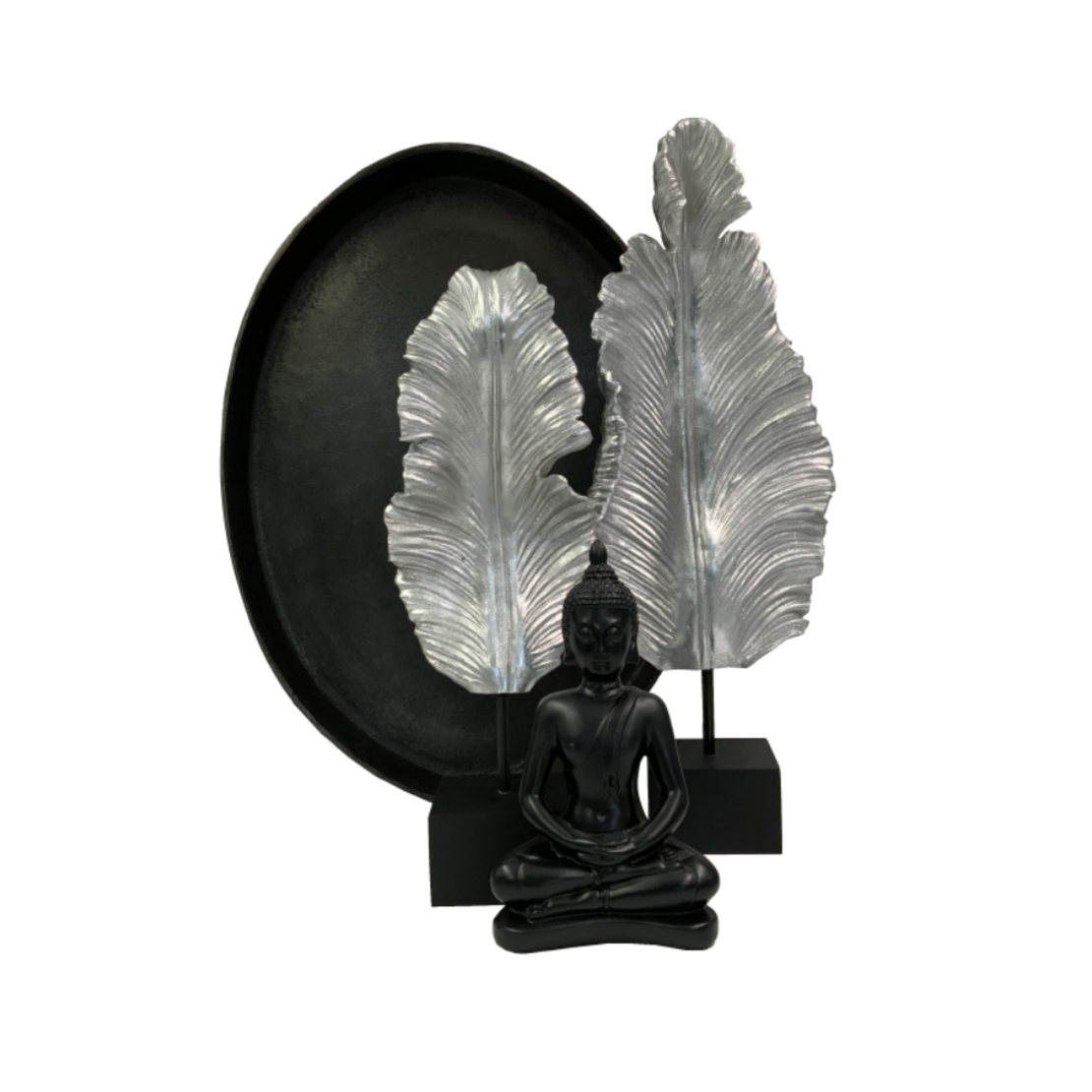 FILO DECO LEAF POLYRESIN SILVER BLACK 24x12xH62cm