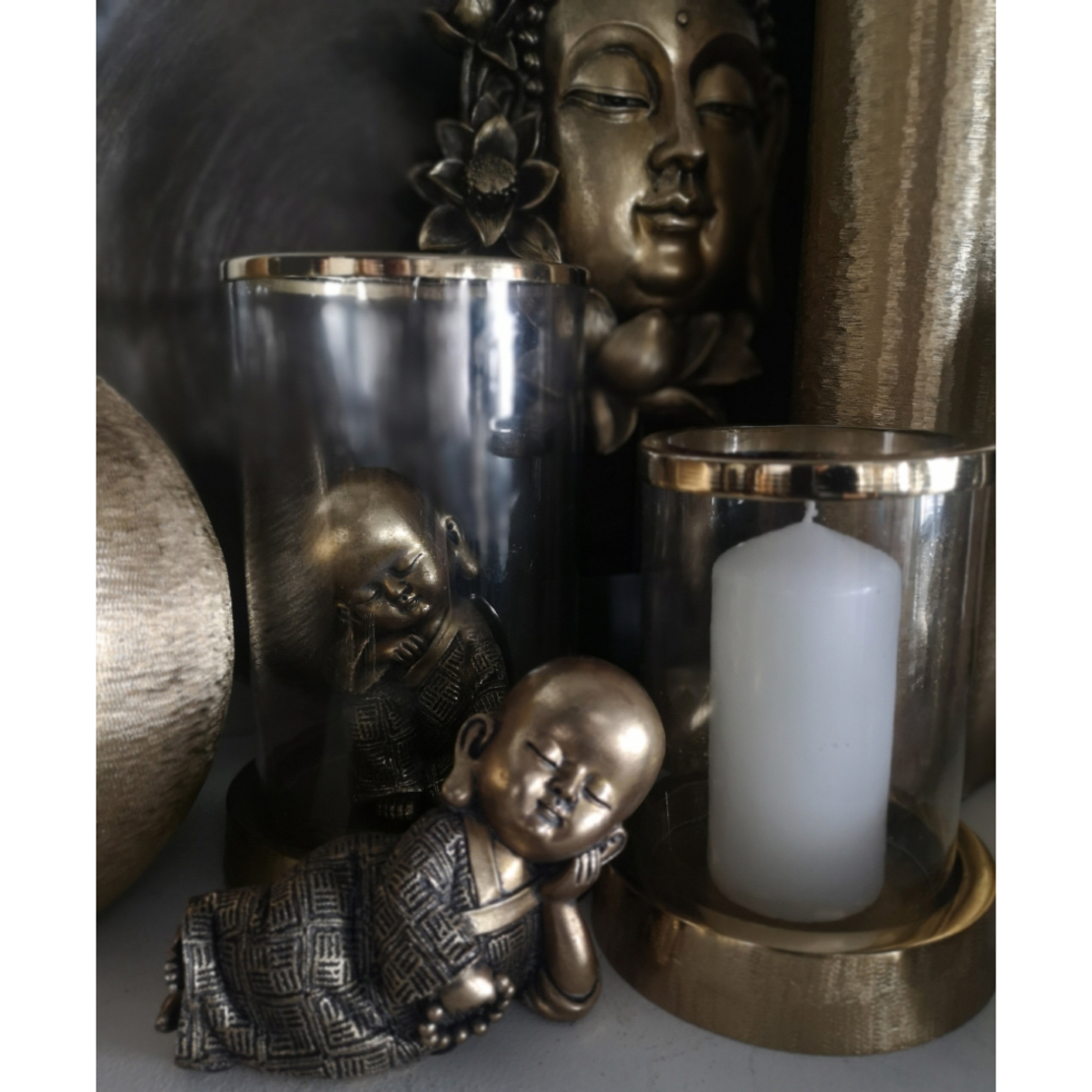 LITTLE MONK 2 DECO BUDDHA POLYRESIN GOLD BLACK 15,