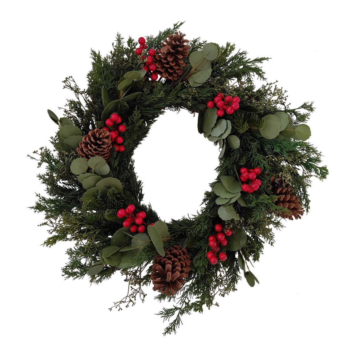 XMAS RED BERRY 75 WREATH GREEN RED 75x75 PRC