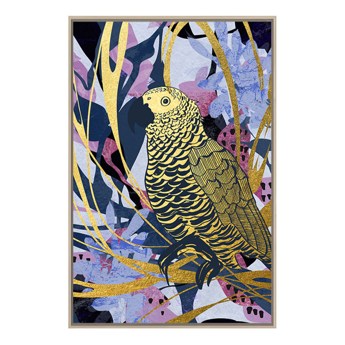 TROPICAL PARROT PAINTING CANVAS MULTICOLOR WOOD FR