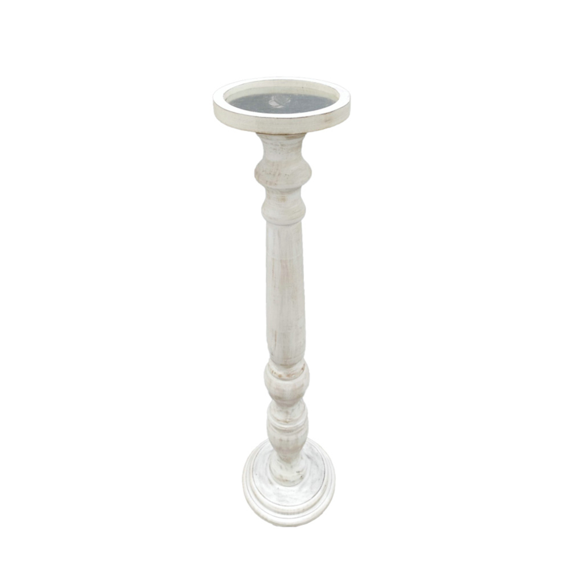 SIKINOS CANDLE HOLDER 20x20x82 MDF WHITE WASHED