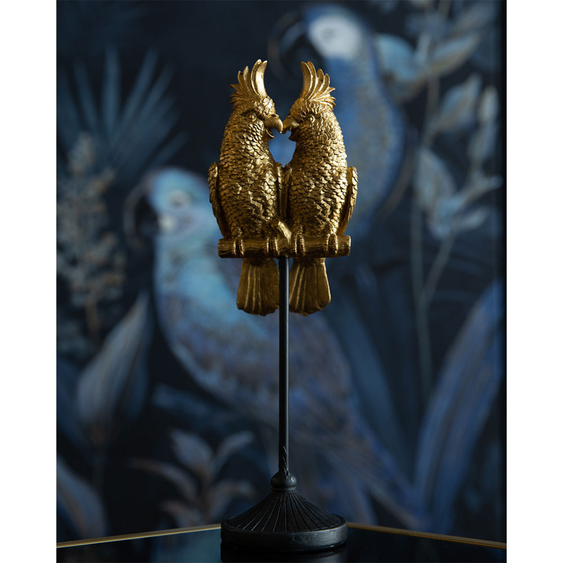 SAMGAI DECO PARROT POLYRESIN GOLD BLACK 9,5x8xH29,
