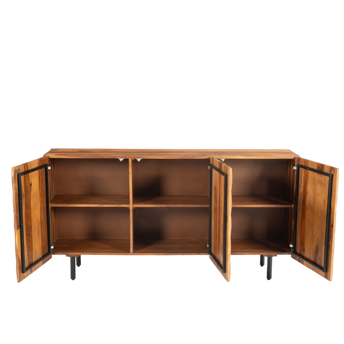 CHOCOLAT SIDEBOARD 3DOORS WOOD SHEESHAM WALNUT WOOD ACACIA BLACK 162x42x80 IN