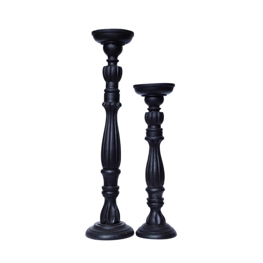KENDAL CANDLE HOLDER WOOD MANGO BLACK D13xH45cm IN