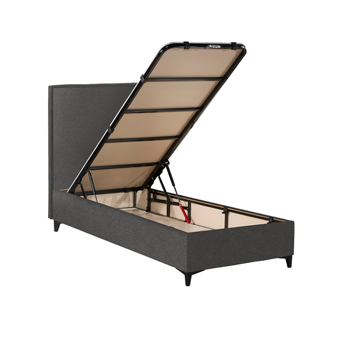 FRAME BED WITH STORAGE (FOR MATTRESS 90x200cm) CHENILLE GREY 26-881 E1 TR