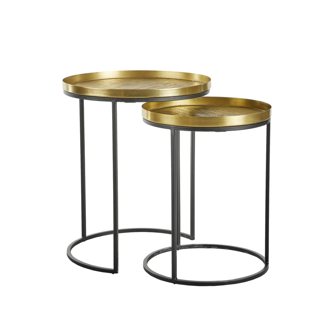 TOTALE SIDE TABLE SET 2PCS METAL BRASS ANTIQUE BLACK 49x49xH56cm IN