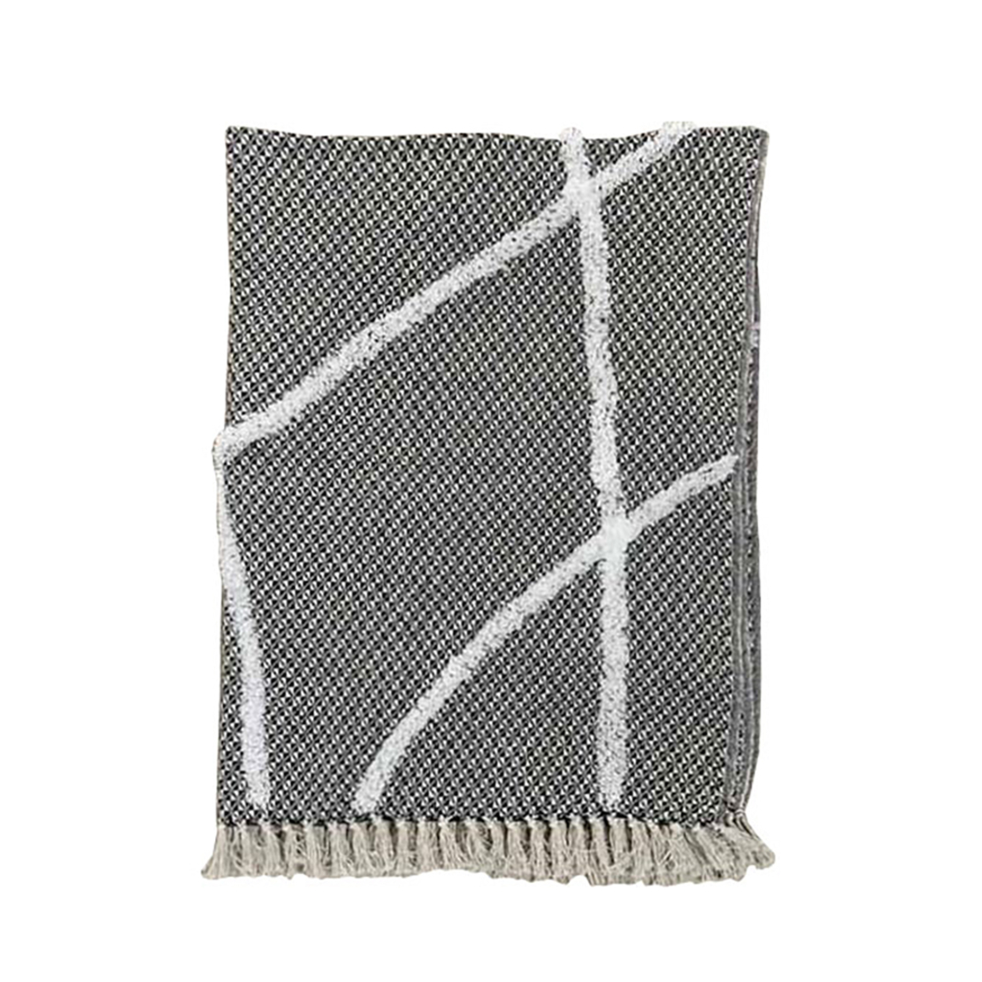 SAGA THROW COTTON POLYESTER WHITE BLACK 180x240cm