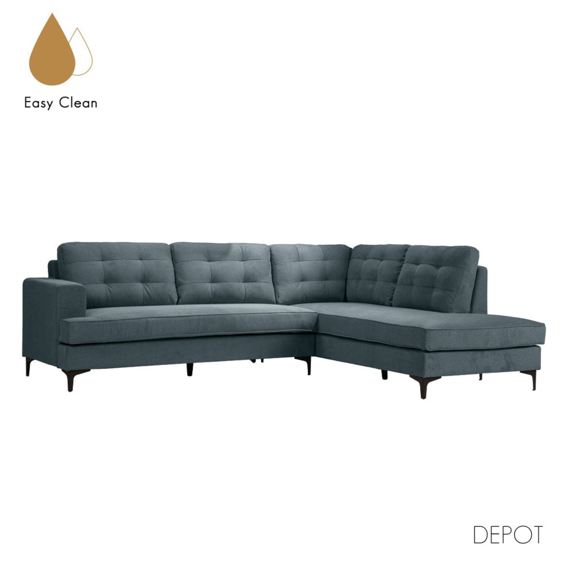 AMSTERDAM SOFA CORNER RIGHT EASY CLEAN FABRIC BLUE E1 EU