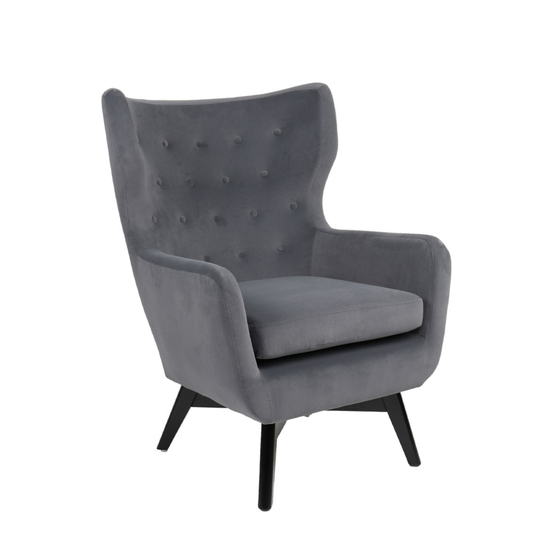 MEGA ARMCHAIR FABRIC GREY LIGHT WOOD RUBBERWOOD BL