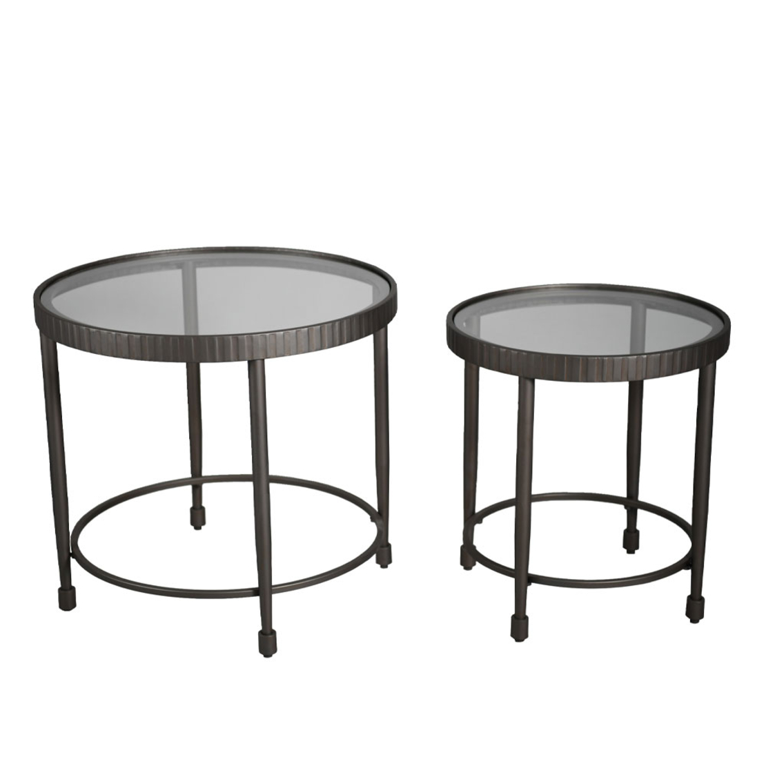 GRANAZ SIDE TABLE SET 2PCS GLASS BLACK METAL BLACK