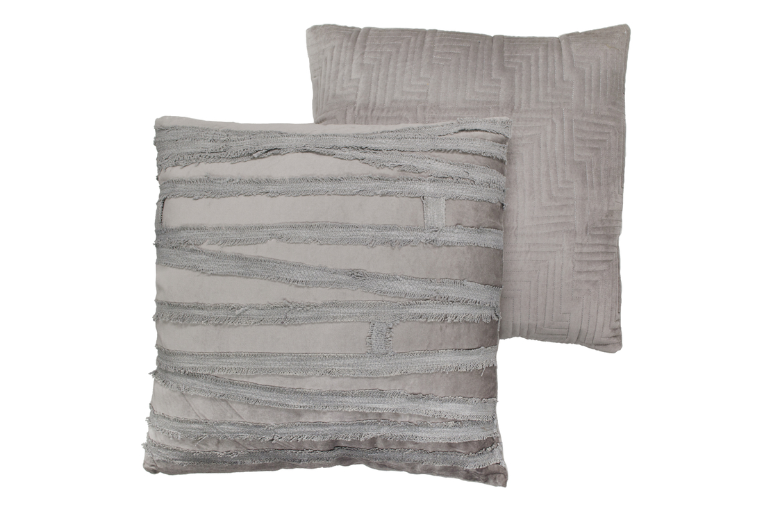 SILVER STRIPES DECOR CUSHION FABRIC GREY 50x50xH10