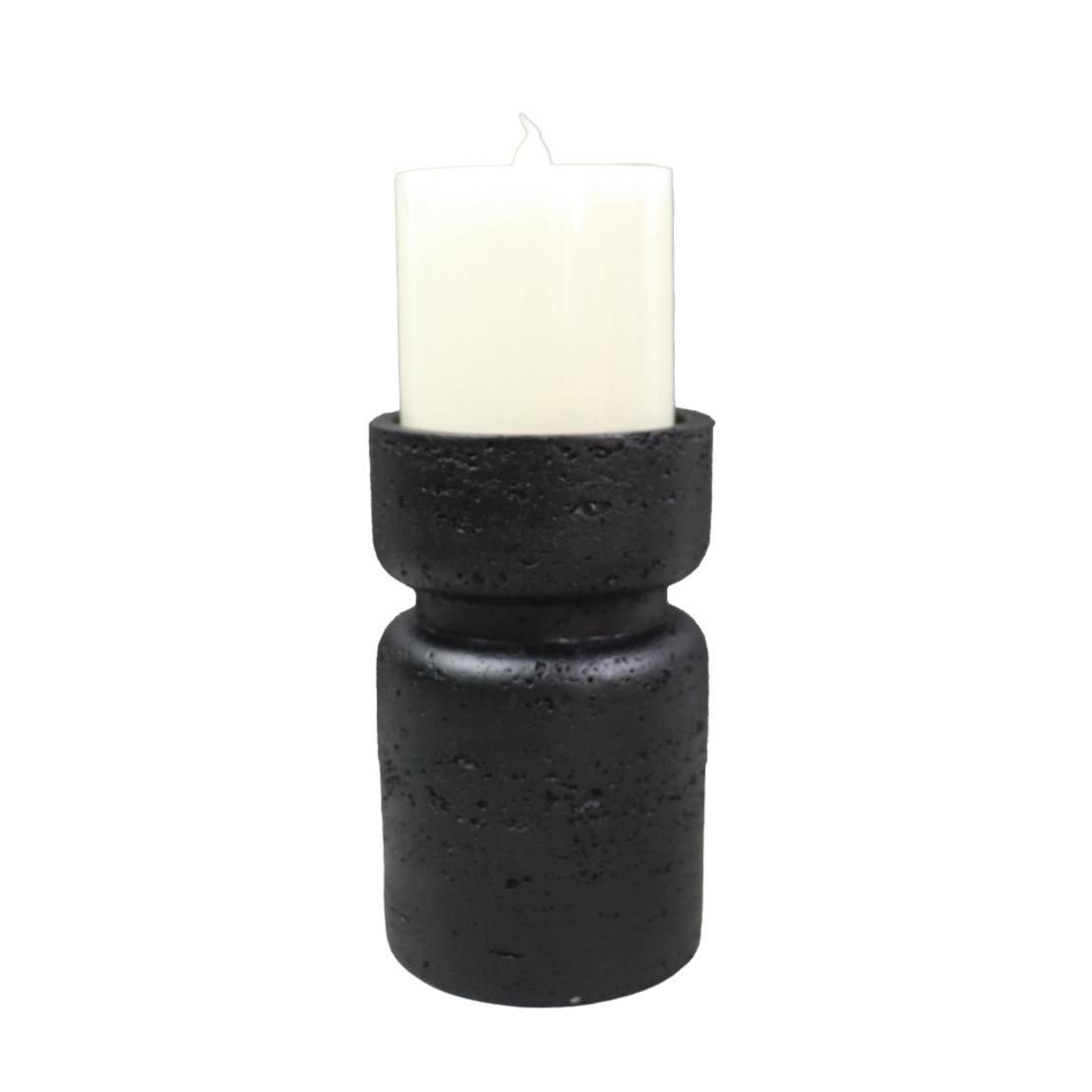 INGER CANDLE HOLDER POLYRESIN BLACK 9x9xH15cm PRC