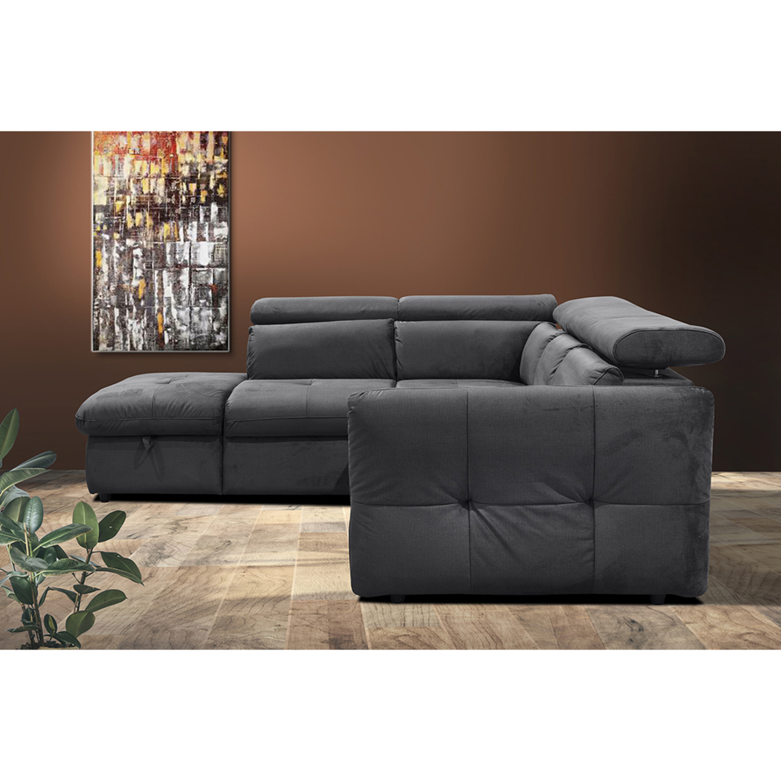 MONSERAT SOFA BED CORNER LEFT EASY CLEAN FABRIC ANTHRACITE E1 EU