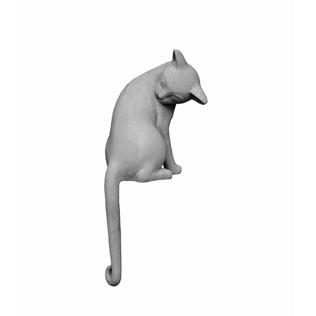 SITTING CAT DECO CAT ARTIFICIAL STONE GREY 34x29xH