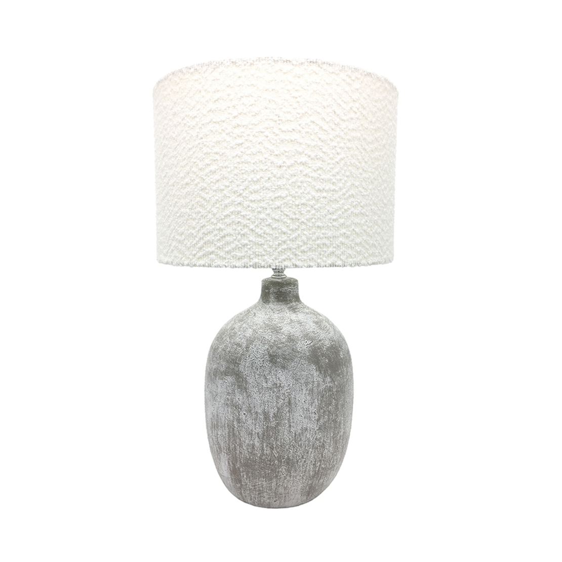 CIMENT LAMP TABLE CERAMIC FABRIC GREY WHITE WHITE
