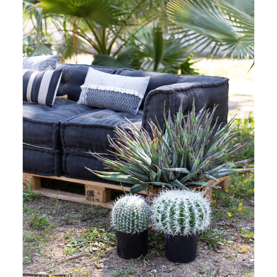 FEROCACTUS ARTIFICIAL PLANT FABRIC PLASTIC GREEN W