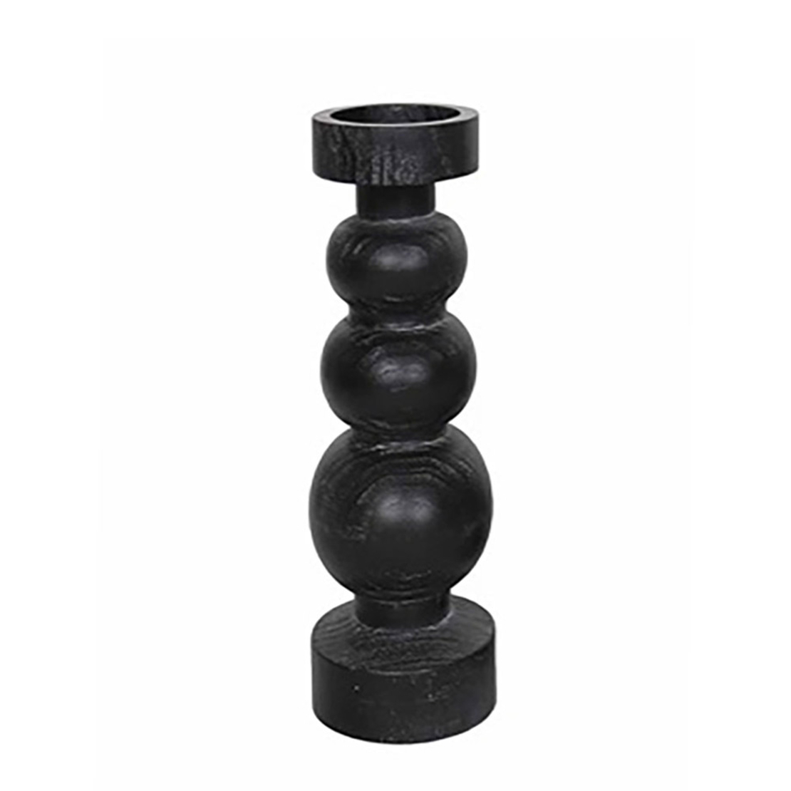 PIERRE CANDLE HOLDER WOOD BLACK D12xH26cm PRC