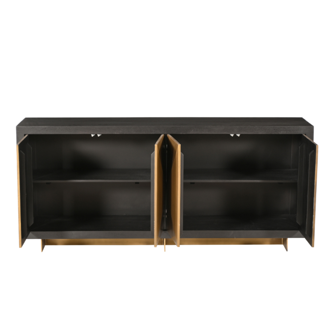 MAGNUS SIDEBOARD 4DOORS WOOD MANGO BLACK GOLD MAT METAL 180x45xH80cm IN
