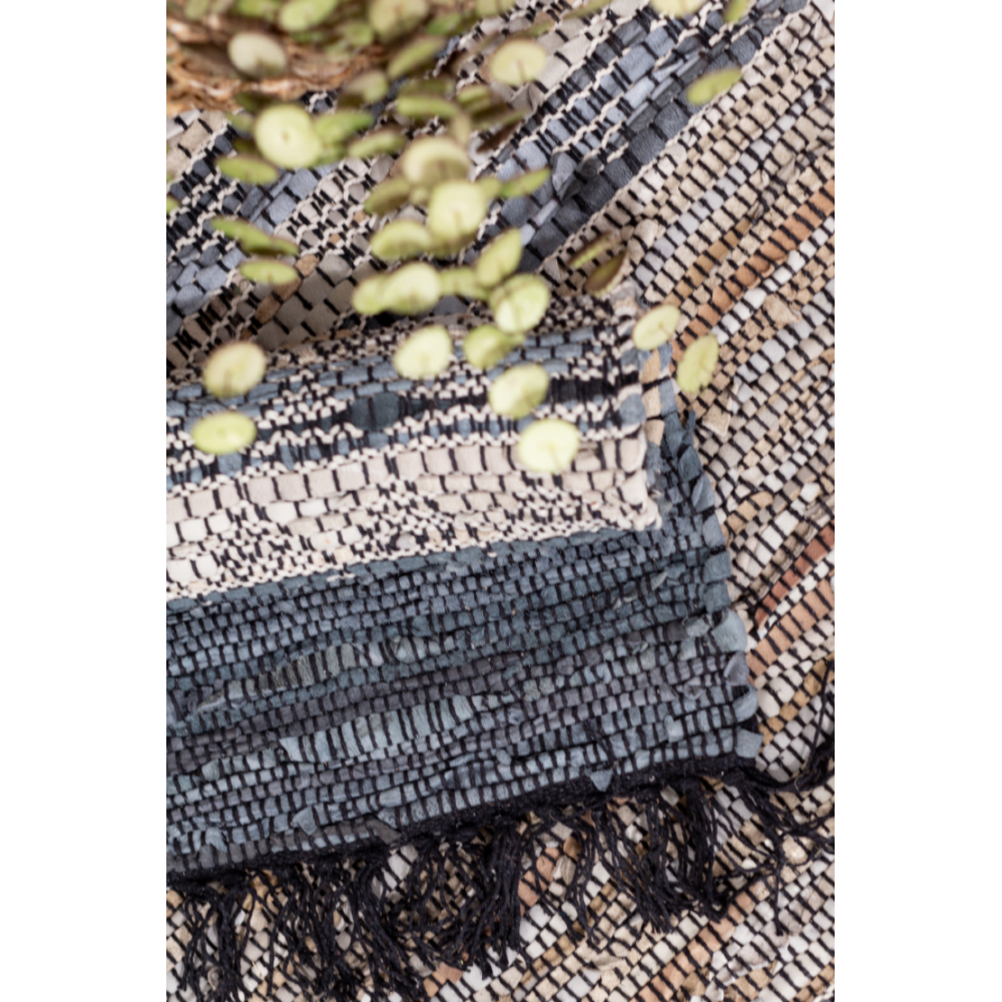 CINDER CARPET LEATHER BEIGE GREY 70x150cm IN