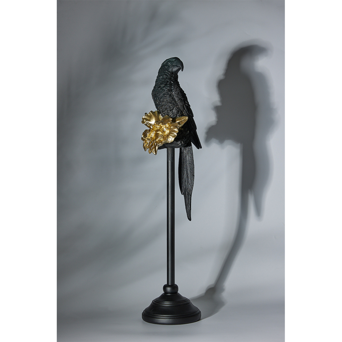 PERROQUET 2 DECO PARROT POLYRESIN BLACK GOLD 14,5x