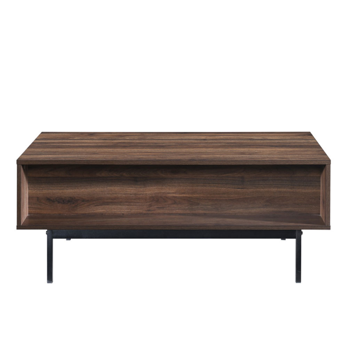 GROOVES COFFEE TABLE 2DRAWERS CHIPBOARD WITH MELAMINE CARTA WALNUT GREY METAL 110x60xH45cm MY