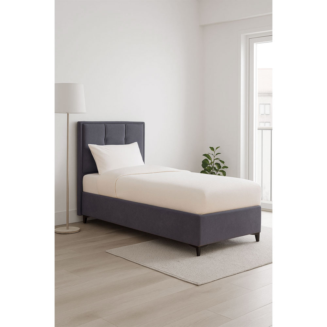 PIANO BED WITH STORAGE (FOR MATTRESS 90x200cm) FABRIC GREY 07-780 E1 TR