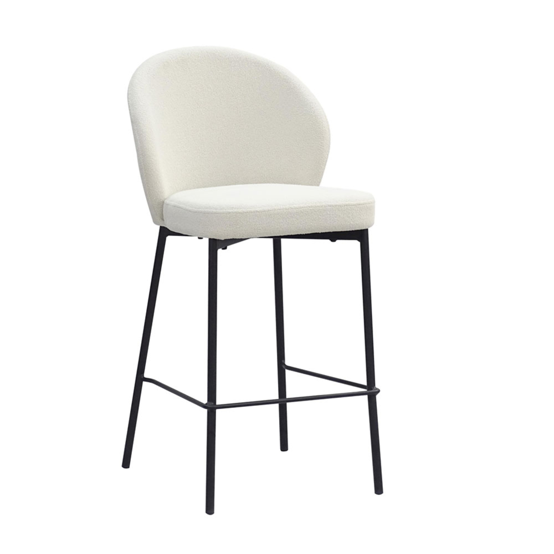 LUNE STOOL BAR FABRIC WHITE METAL BLACK PRC