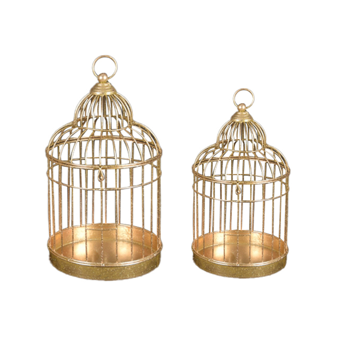 AVIARY DECO CAGE SET 2PCS METAL GOLD D30,48-24,77x