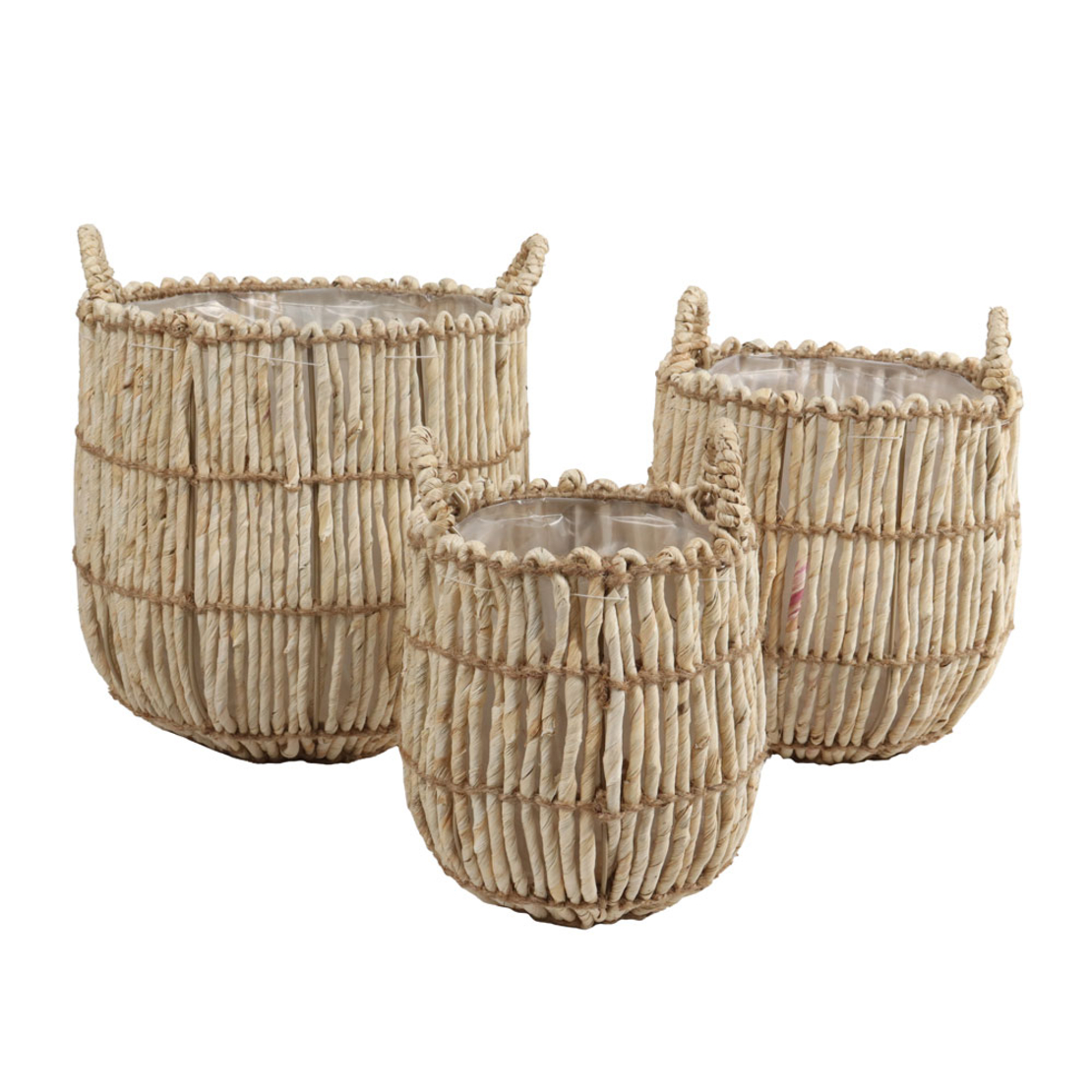 THEROS BASKET WITH HANDLES SET 3PCS MAIZE LEAVES N