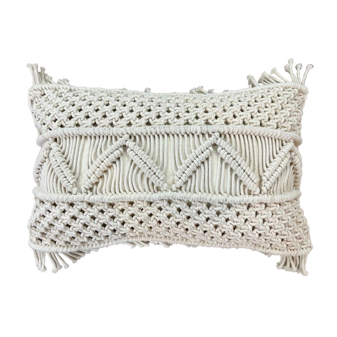 KAIA DECOR CUSHION MACRAME COTTON FABRIC IVORY 30x