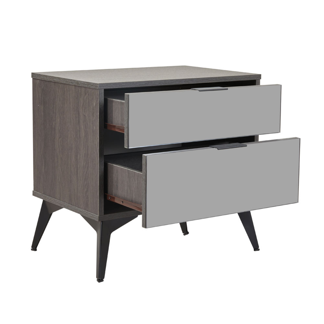 SPECCHIO NIGHTSTAND 2DRAWERS MELAMINE BLACK OAK MELAMINE MIRROR E1