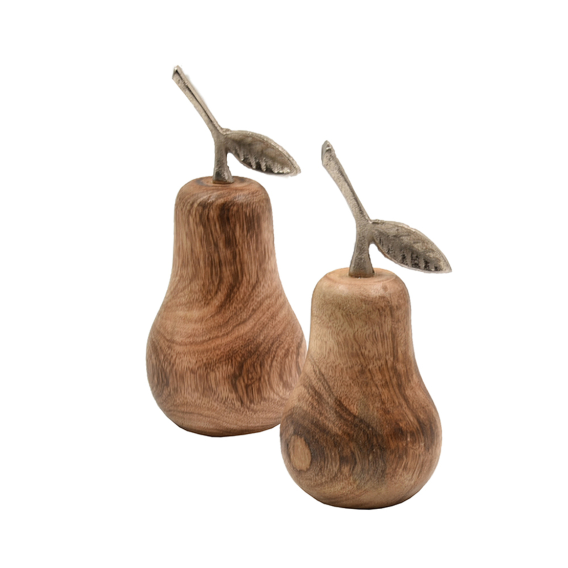 POIRE DECO PEAR WOOD MANGO NATURAL SILVER 11x10xH2