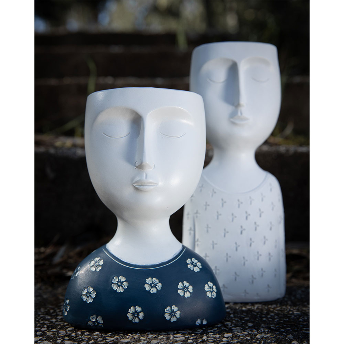 IPAMO BLUE PLANTER POLYRESIN WHITE BLUE 14,8x10xH1