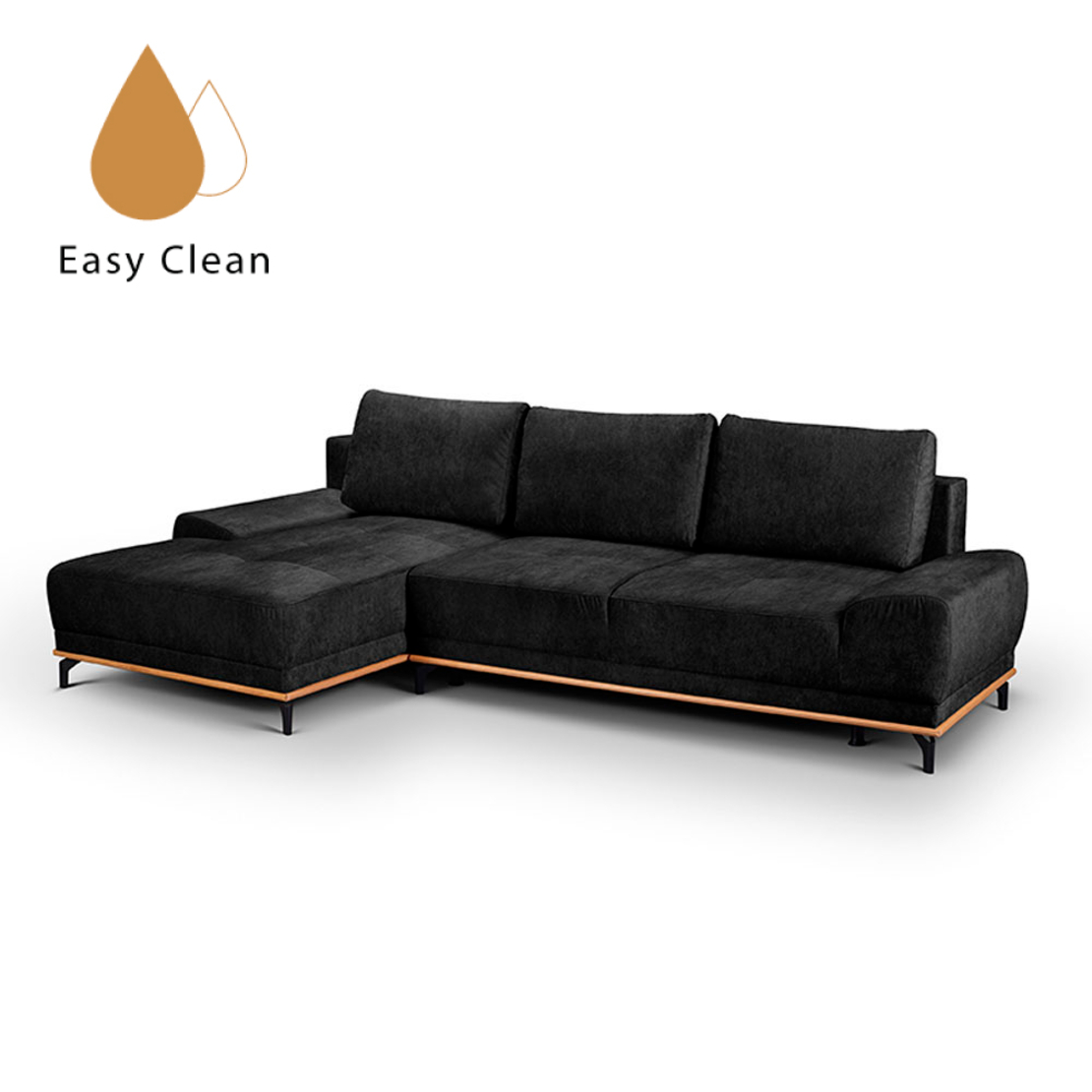NATURA SOFA BED CORNER LEFT EASY CLEAN FABRIC ANTHRACITE E1 EU