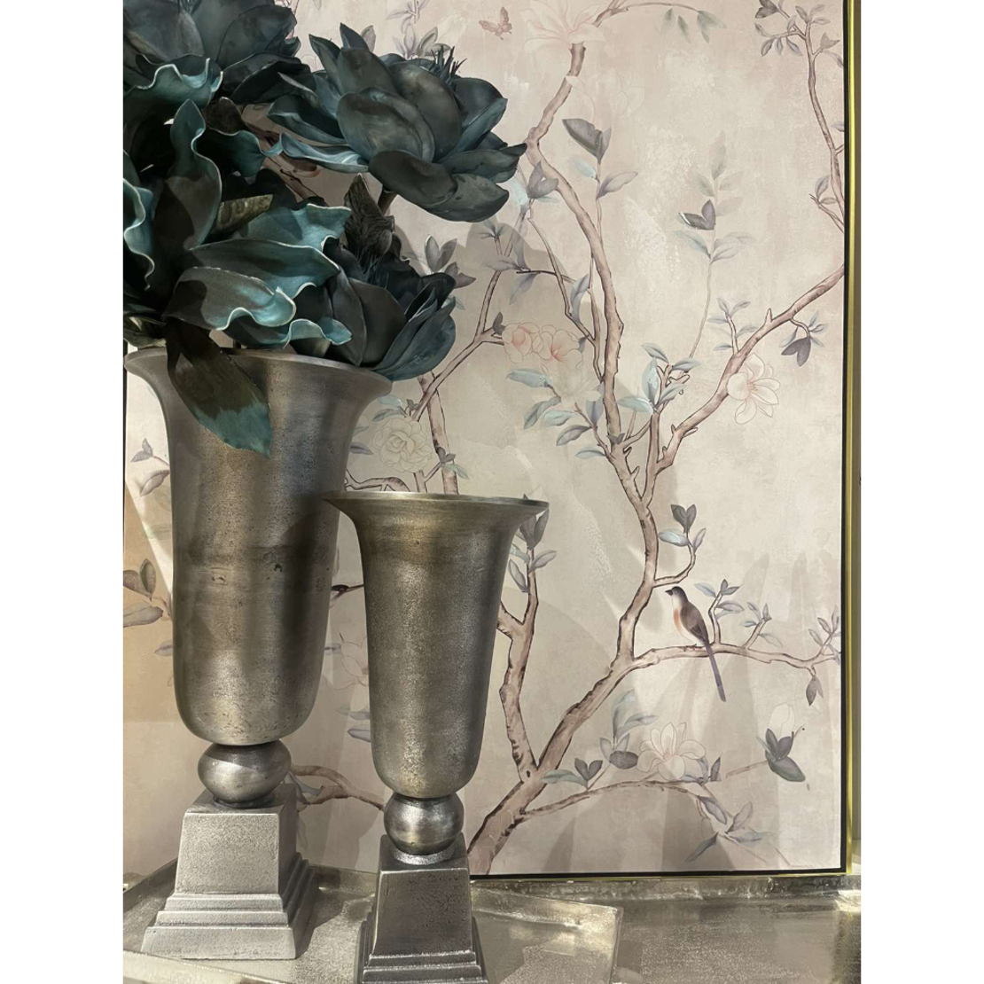 DEVI VASE SET 2PCS ALUMINIUM SILVER ANTIQUE D24_19