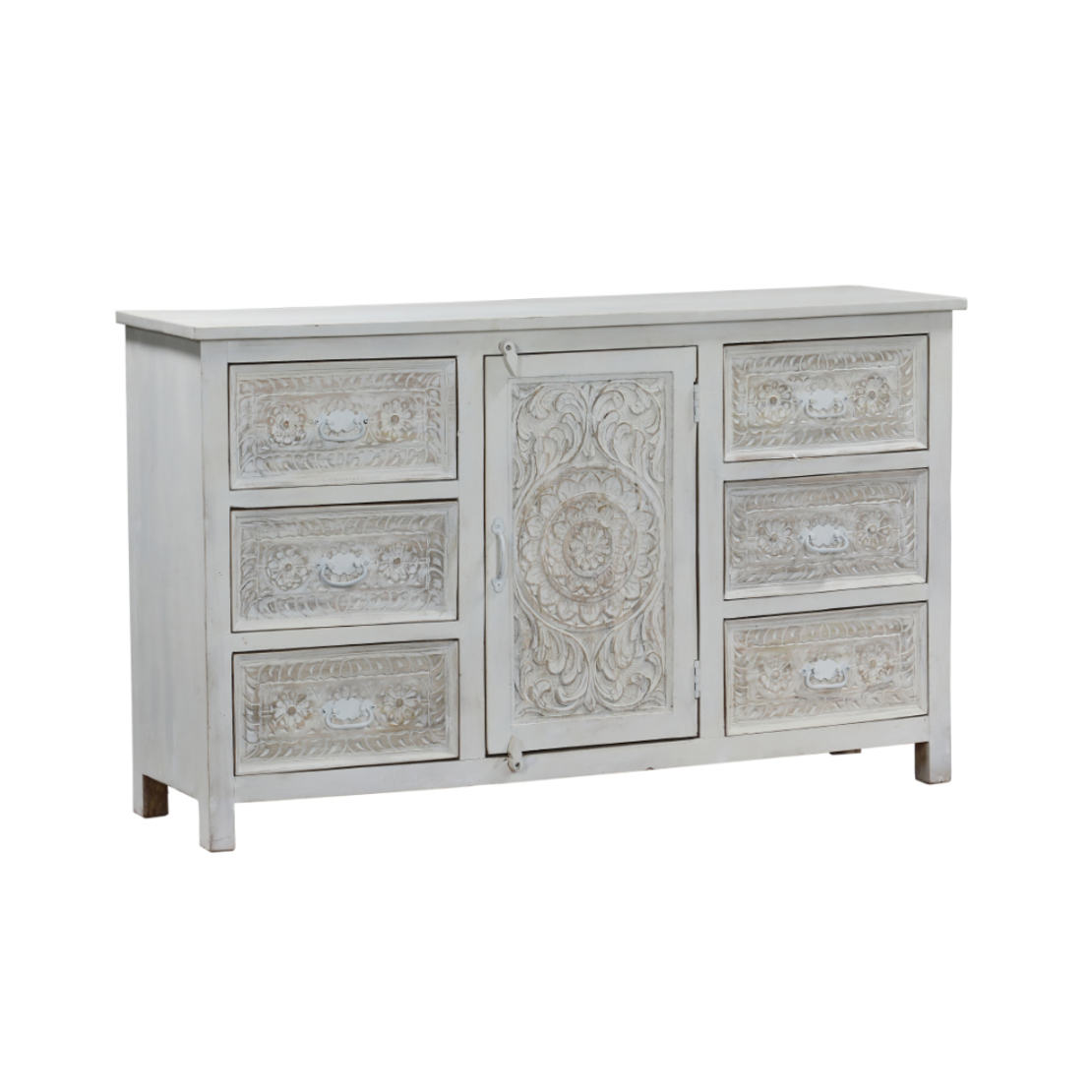 FOLEGANDROS SIDEBOARD WOOD MANGO WHITE ANTIQUE 150x40xH90cm IN