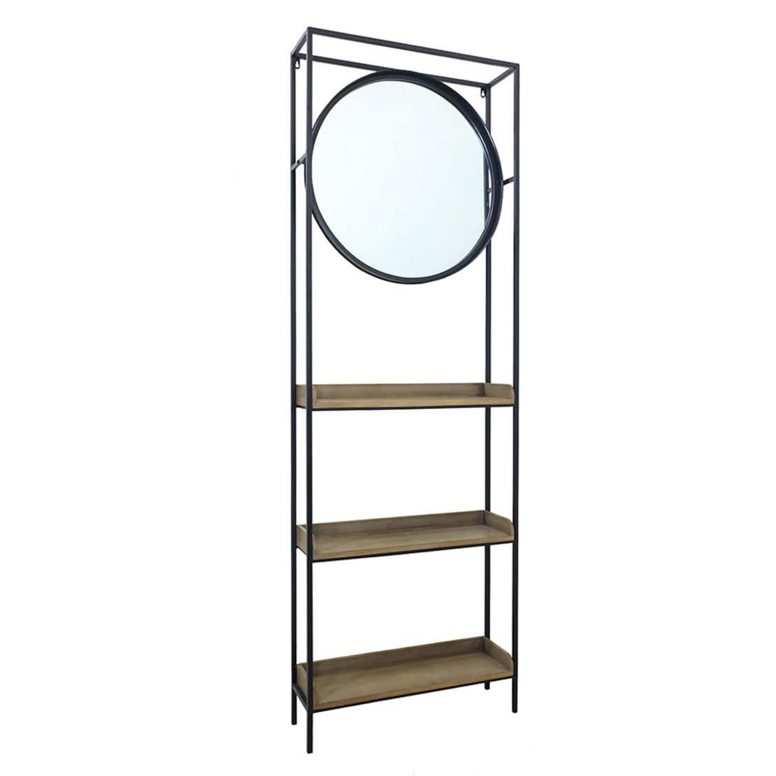 ENTRY ENTRANCE WALLUNIT WITH MIRROR METAL BLACK VENEER FIRWOOD NATURAL 61x17,5xH181,5cm E1 PRC