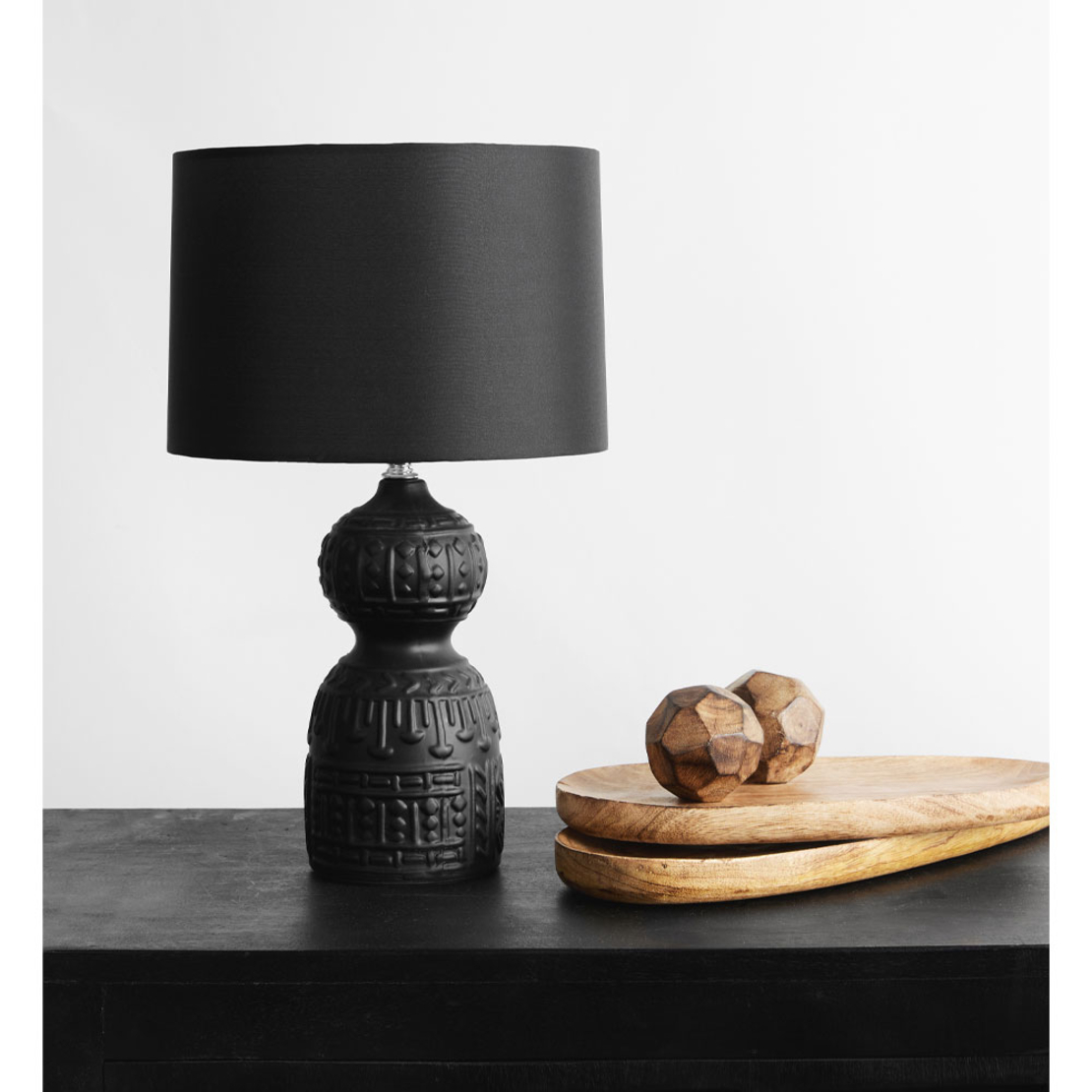 MOA LAMP TABLE CERAMIC FABRIC BLACK BLACK 11x11xH4