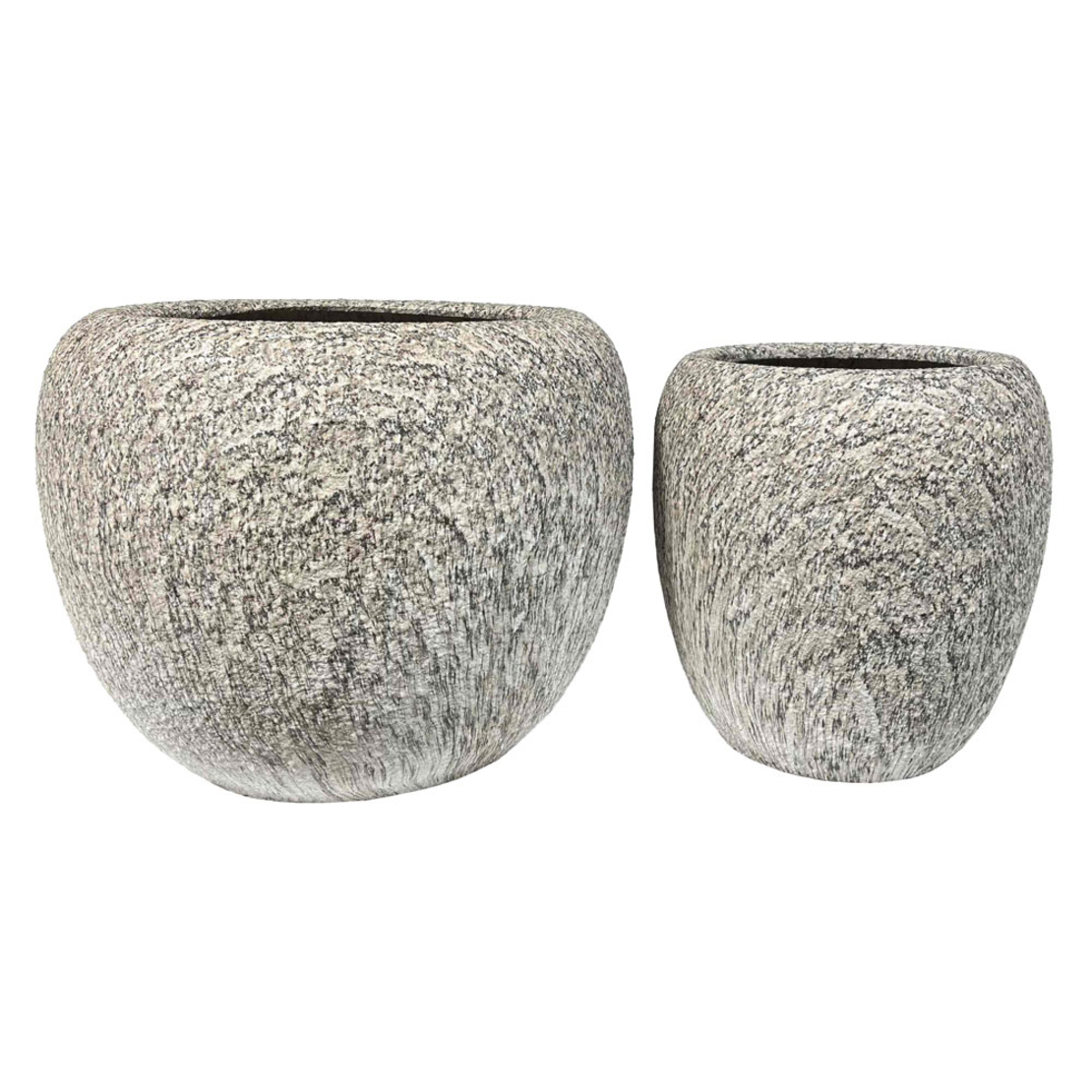 KANCHE PLANTER SET 2PCS 48x48x39 CERAMIC BEIGE BLACK