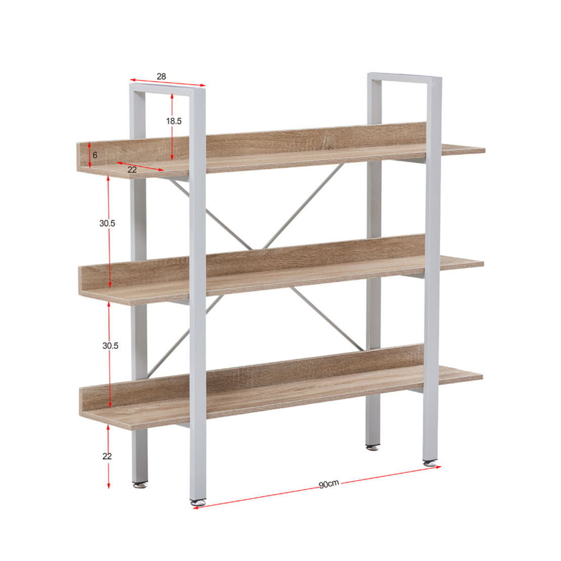 HORIZON BOOKCASE 3SHELVES CHIPBOARD WITH MELAMINE SONOMA BLACK 120x28xH106cm E1 PRC