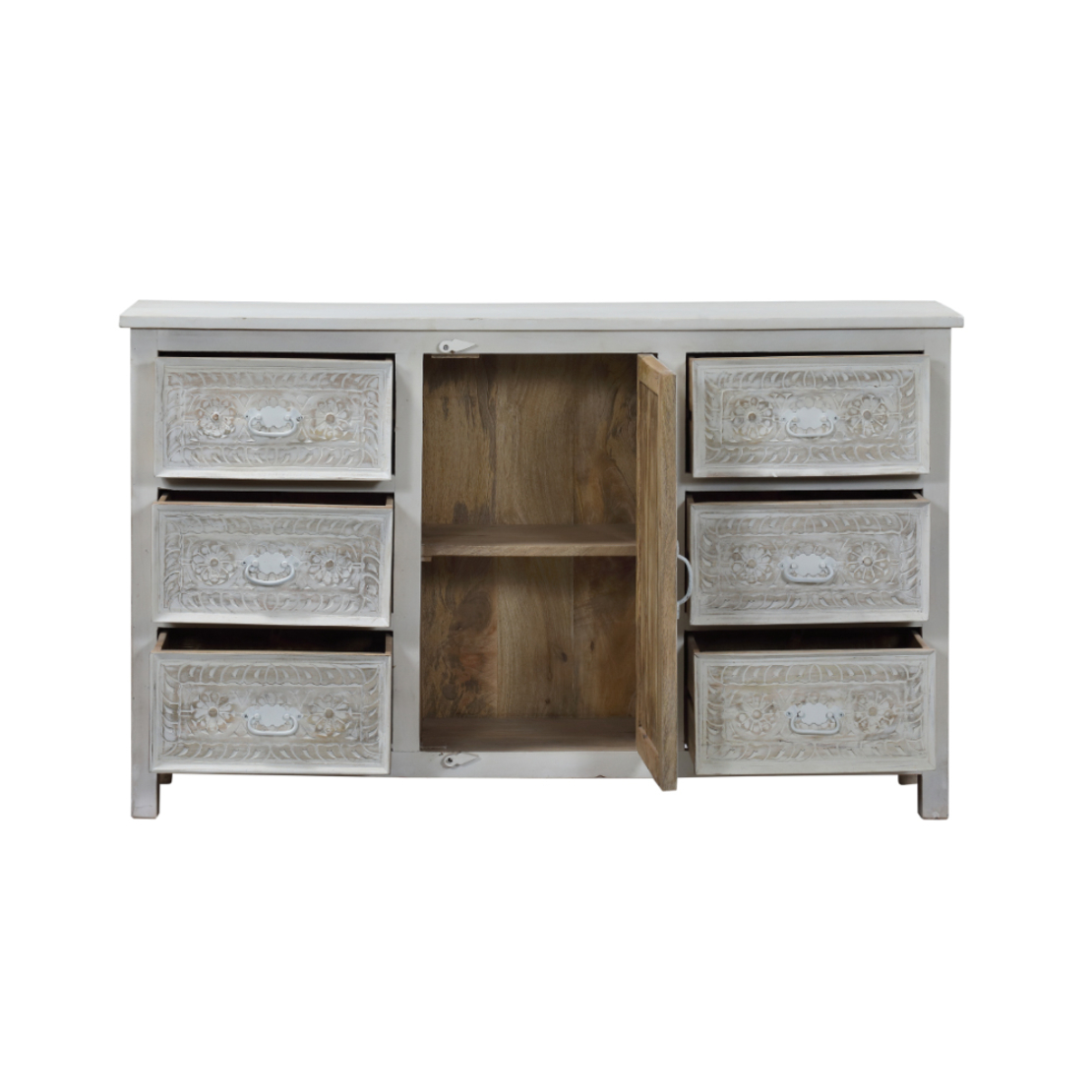 FOLEGANDROS SIDEBOARD WOOD MANGO WHITE ANTIQUE 150x40xH90cm IN