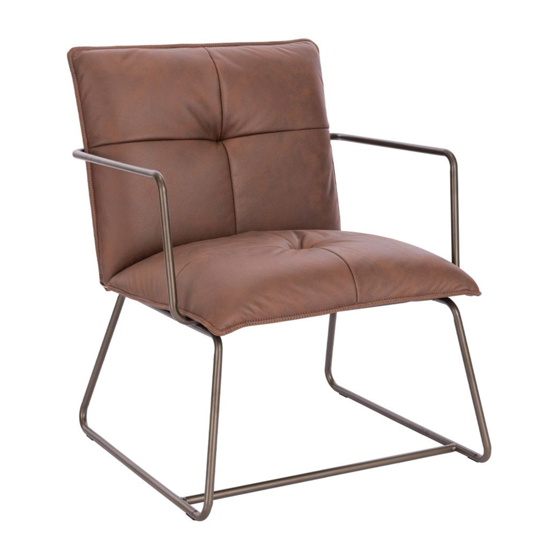 STANDBY ARMCHAIR VISITOR FABRIC BROWN METAL GUNMET