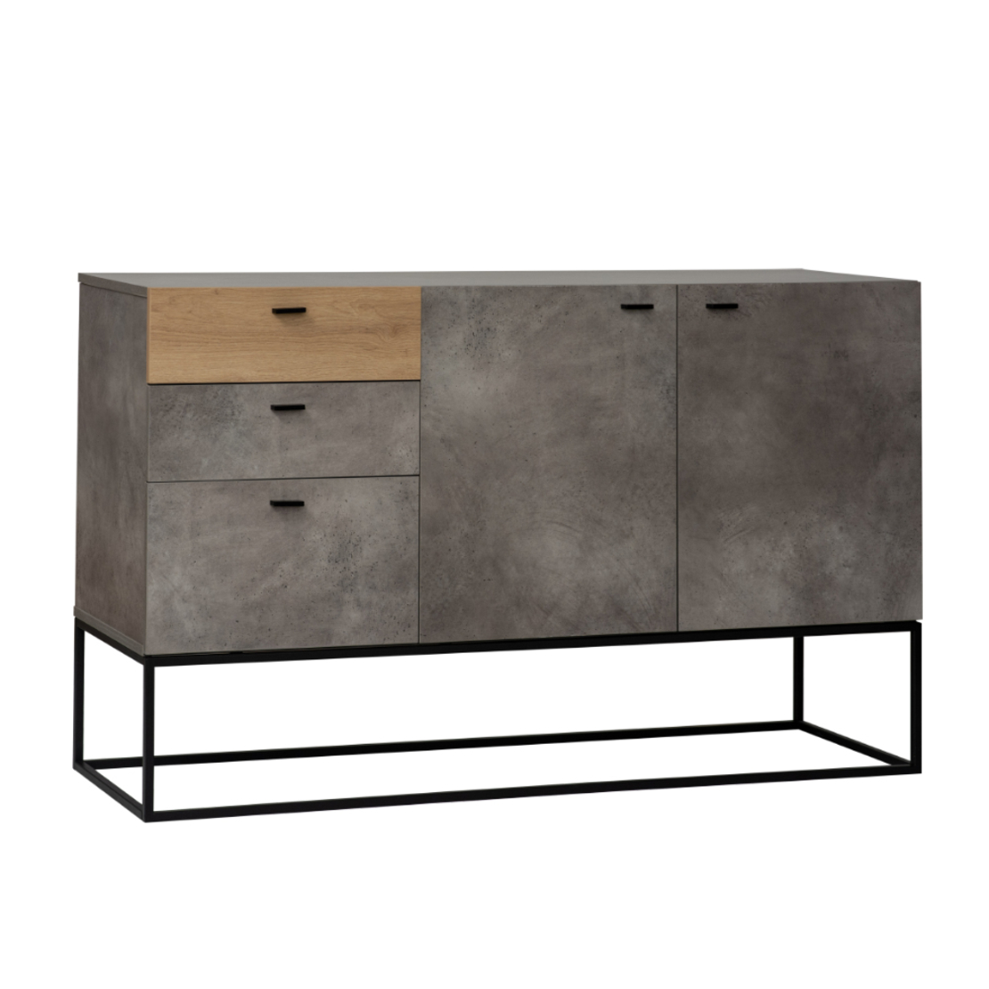 DELTA SIDEBOARD MELAMINE CEMENT METAL BLACK 136x41xH82cm E1 PRC