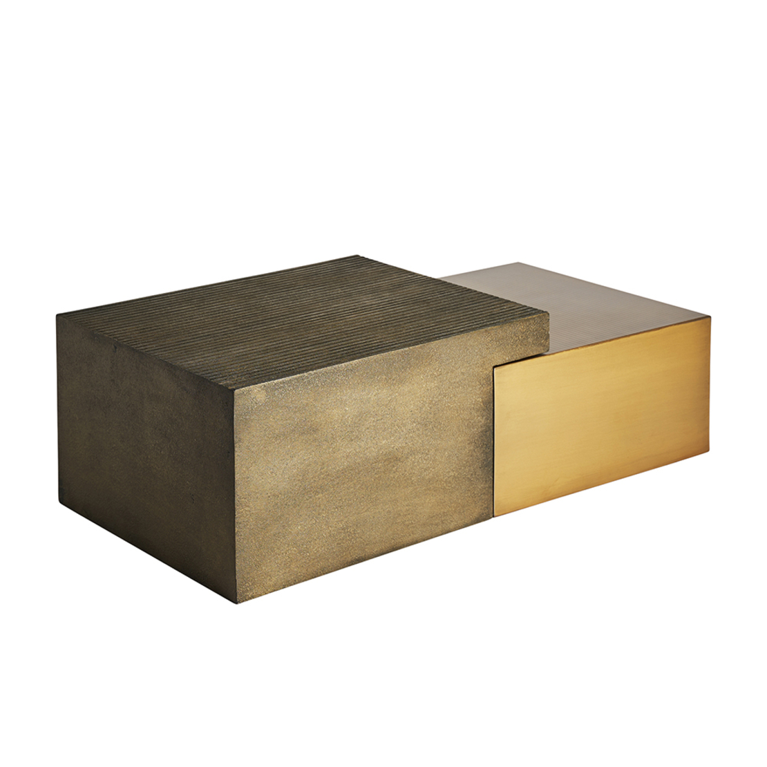 CONTACTO COFFEE TABLE SET 2PCS METAL BRASS ANTIQUE GOLD ANTIQUE 122x61xH38cm IN
