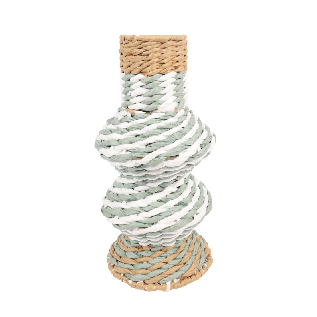 KEA VASE WITH LID PAPER ROPE NATURAL WHITE MINT 12