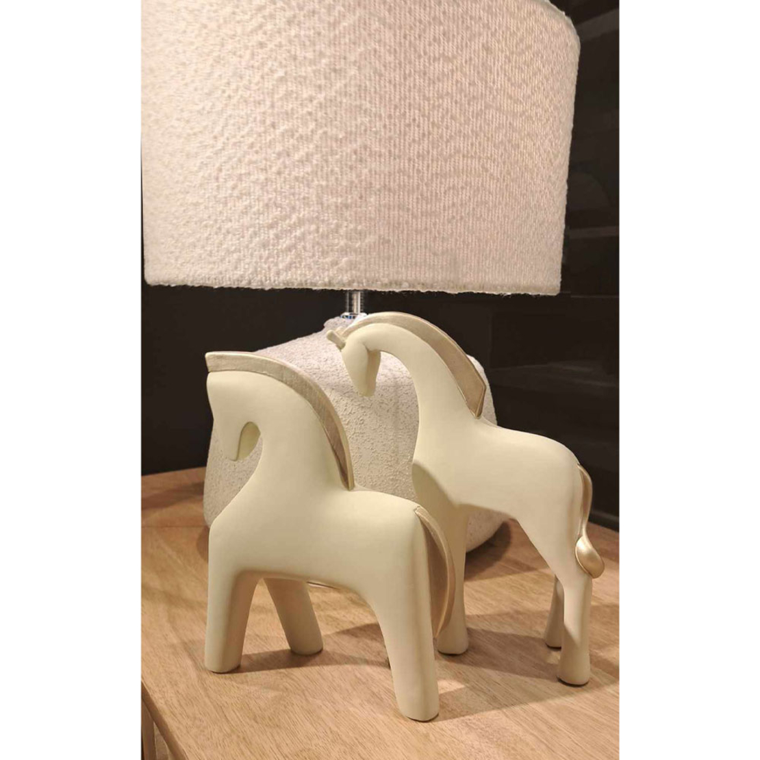 JASPER DECO HORSE POLYRESIN BEIGE GOLD 18,5x6xH22,
