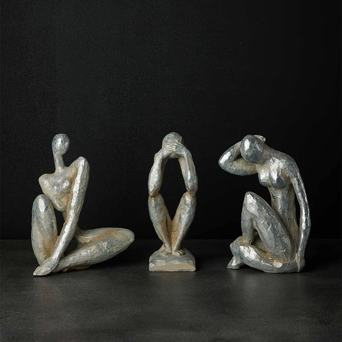 POZA 2 DECO FIGURE POLYRESIN SILVER 14x10xH21cm PR