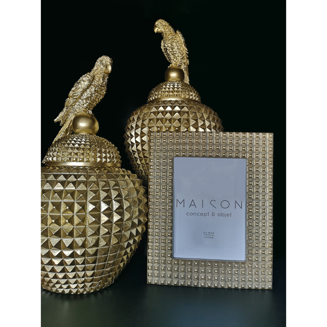 PERROQUET STORAGE JAR POLYRESIN GOLD D23xH38cm PRC