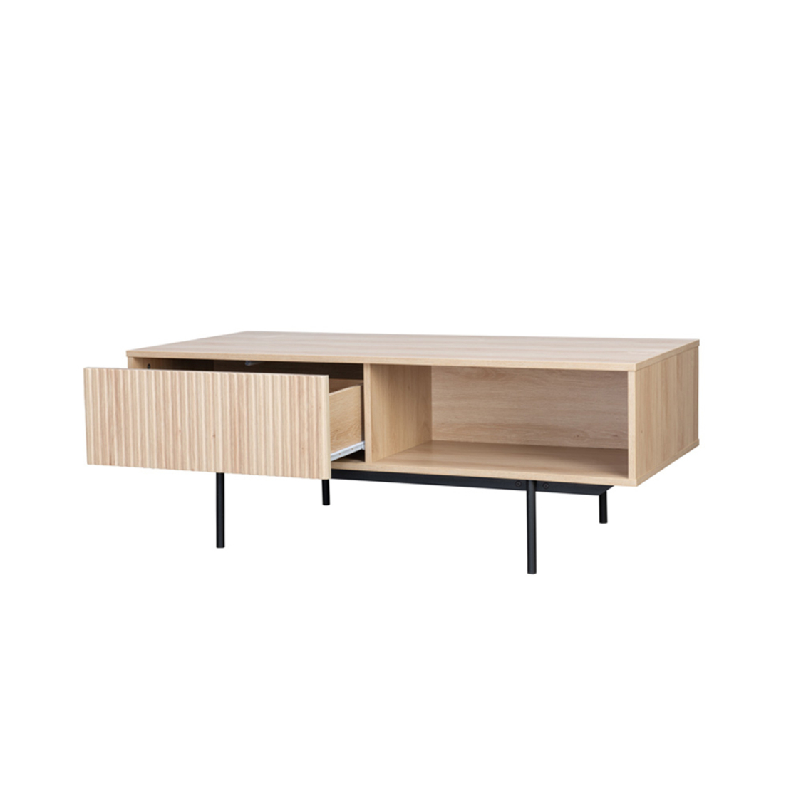 RIGOTE COFFEE TABLE 1DRAWER CHIPBOARD WITH MELAMINE CARTA SONOMA METAL BLACK 120x59xH45cm E1 PRC